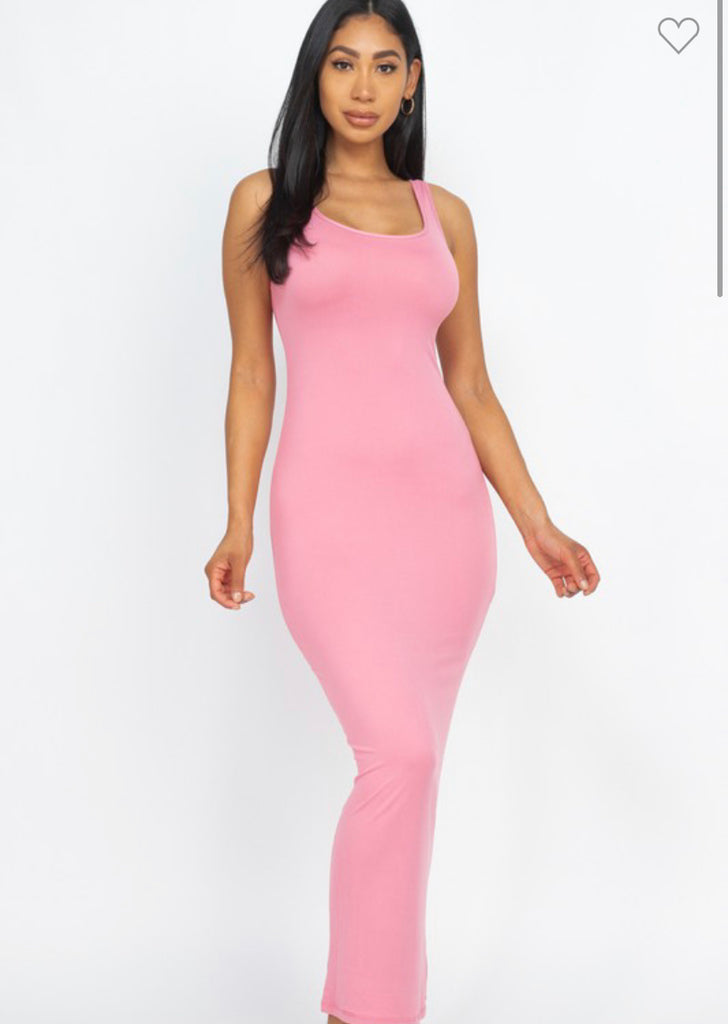 Long Tank Dress 3 colors S / PINK Long Tank Dress 3 colors S / PINK